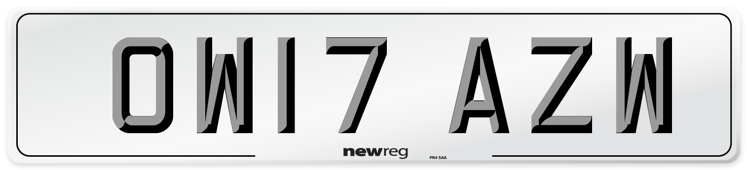 OW17 AZW Number Plate from New Reg